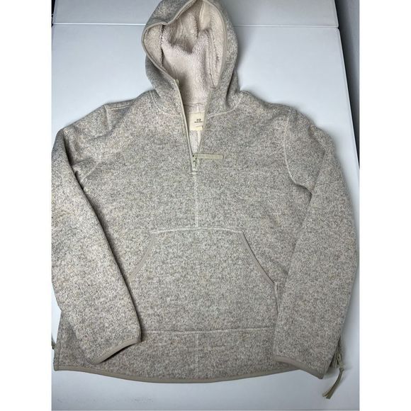 Anthro Thread & Supply Flees Knitted Hoodie 1/4 zipper Cream Teddy Lined Size S - Picture 3 of 15